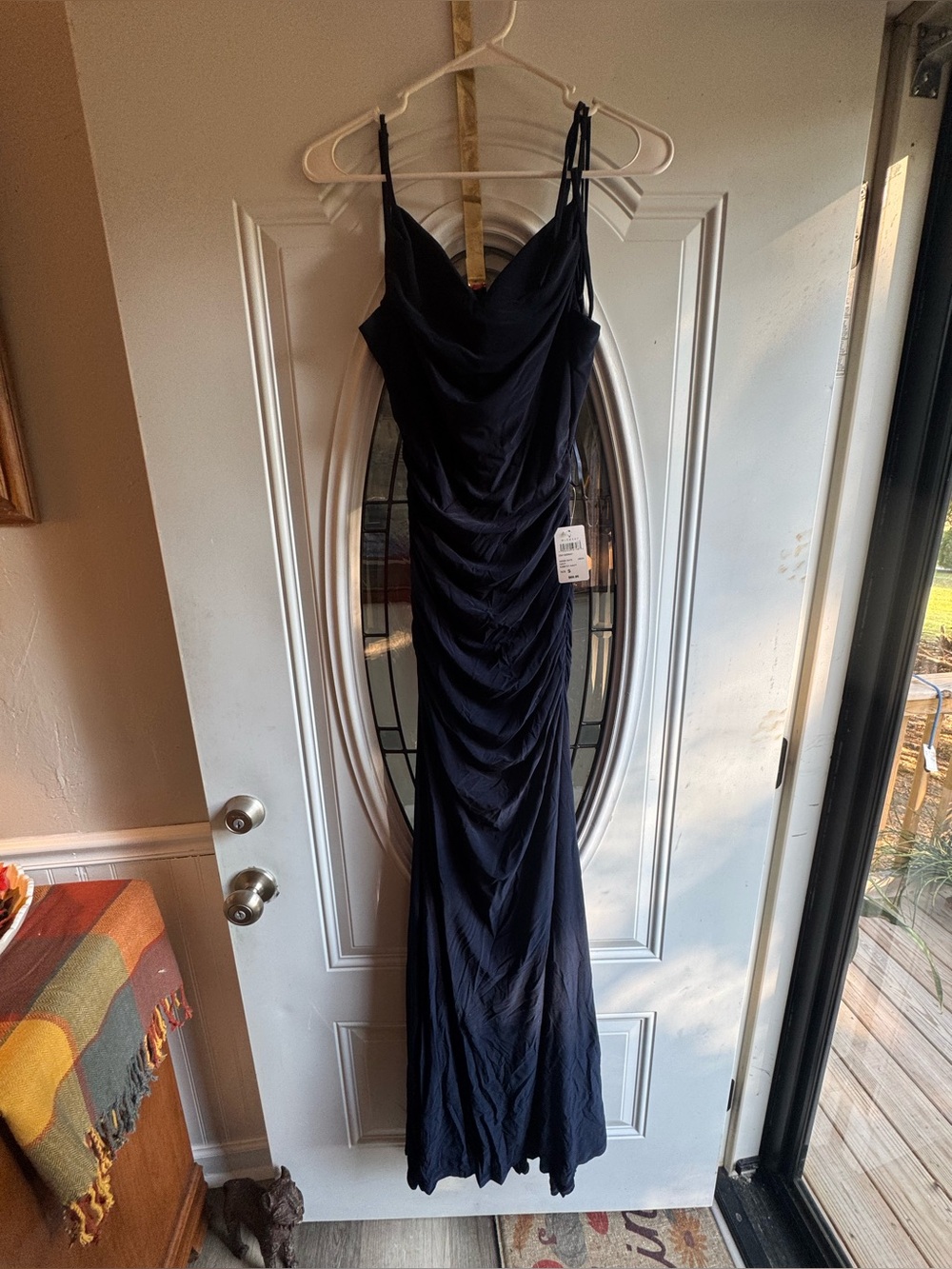 NWT Windsor Edna Navy Ruched Mermaid Formal Maxi Dress S